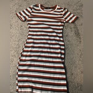 Shein Shift Dress Dress Womens X-Small S Striped Short Sleeve Stretch KneeLength